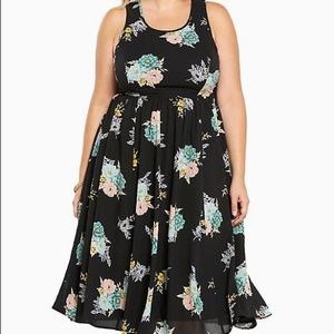Torrid - 16 - Black Floral Midi Dress - NWOT